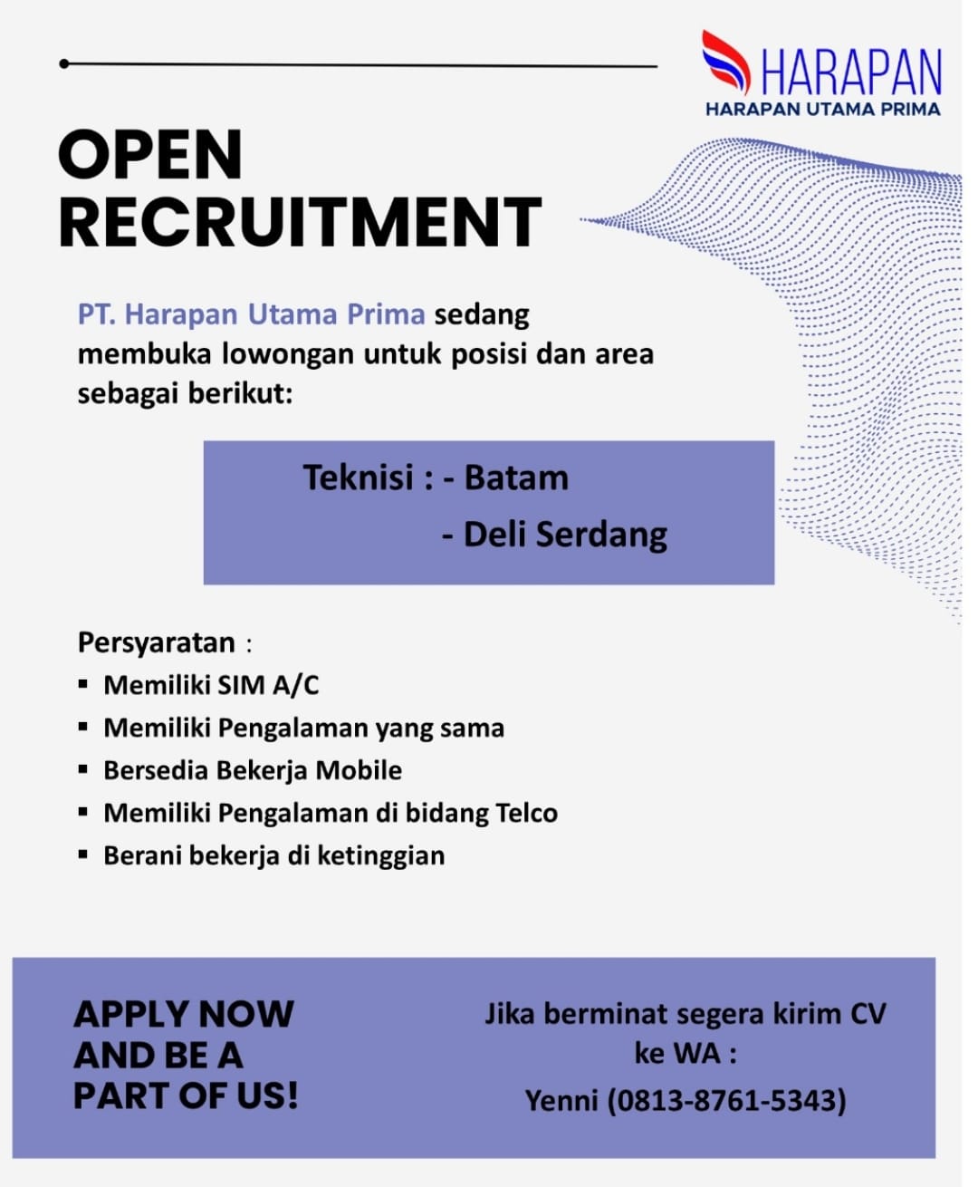 SMK Negeri 2 Tebing Tinggi - Lowongan Kerja PT. HUP